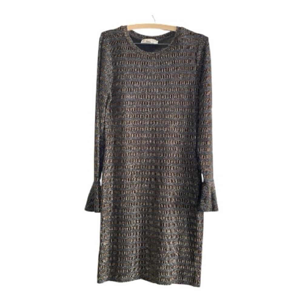 Michael Kors Black and Gold Long Sleeve Dress